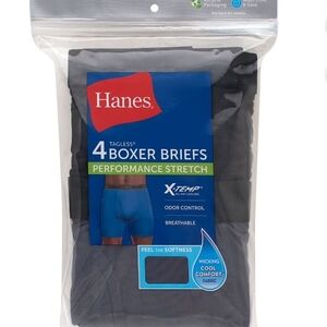 Hanes Men's Black/Gray Boxer Briefs - 4 Pack Size Large